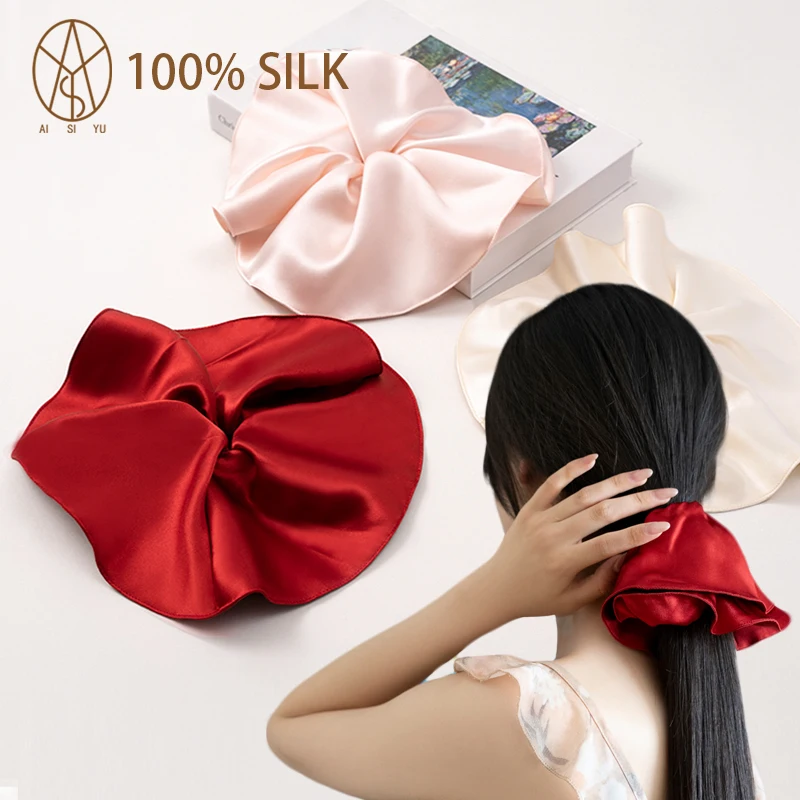 

Oversize 100% Silk 30 Momme Silk Headwrap Hair Accessories Women Hairband Fashion Headband Scrunchies Elastic Silk Hair Ties