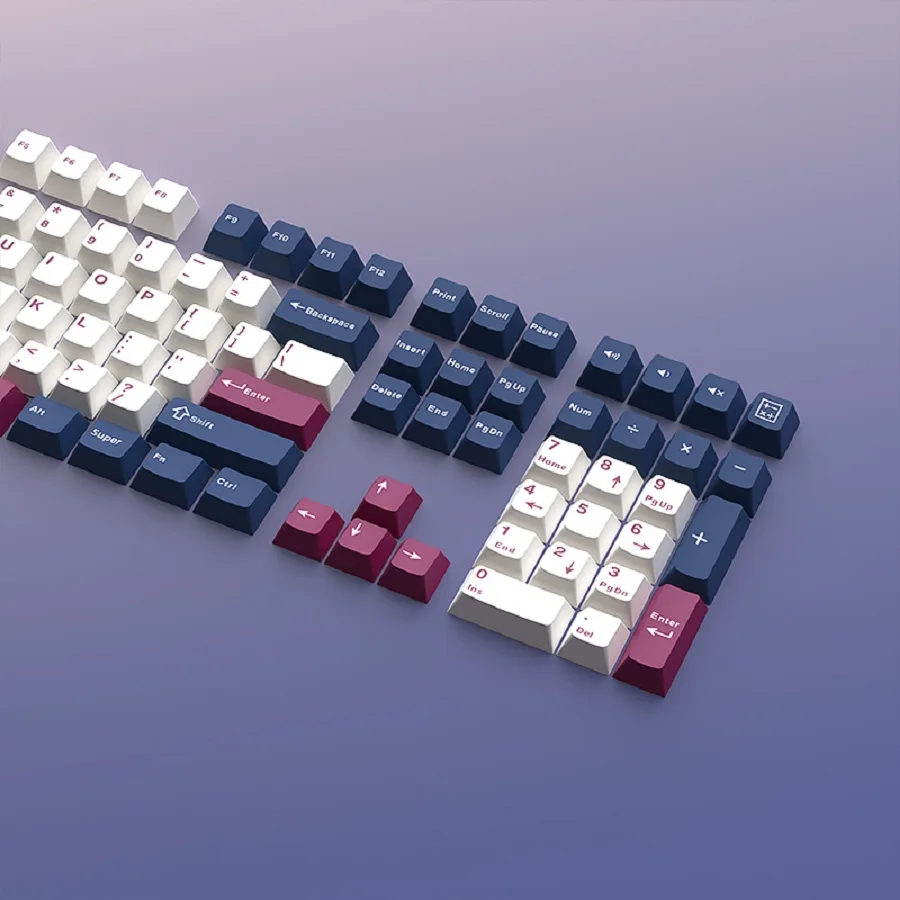 126 Keys Warrior Blue White Double Shot Cherry Profile PBT Keycaps Suitable for 61/68/84/100/104/108  MX Mechanical Keyboards