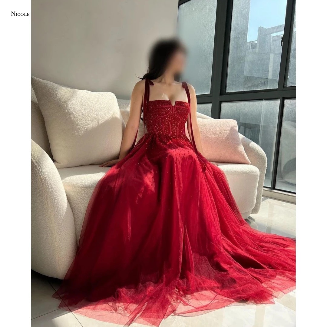

Nicole Line A Evening Dresses Woman Elegant Party Dresses 2025 Custom Made Ball Gowns Prom Dress Sling Sequins Robe Soiree Gala