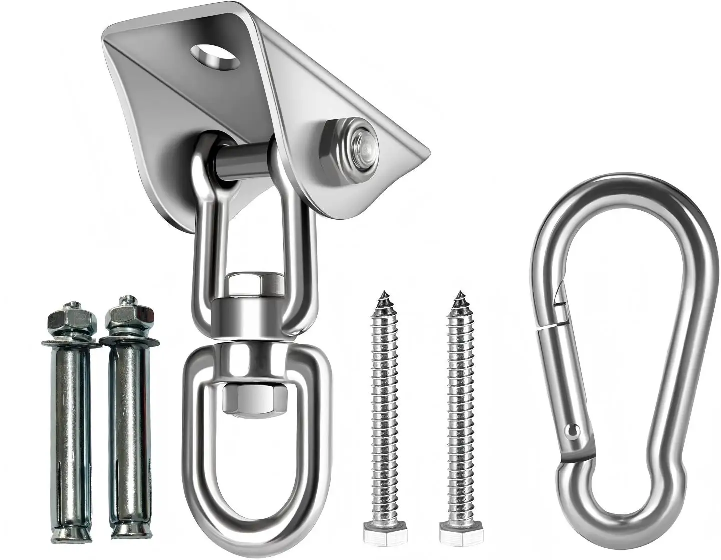 PRIOR FITNESS Heavy Duty Stainless Steel Swing Hanger, 200KG Load 360° Rotate Ceiling Hook for Hammock Yoga Sandbag Swing