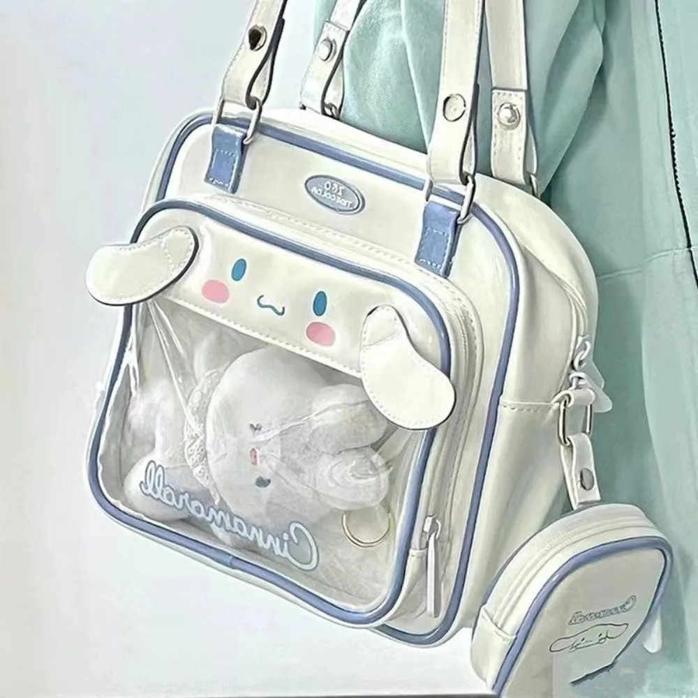 Sanrio Kuromi Black Ita Bag Cinnamoroll for Women PU Transparent Pocket  Preppy Bag Shoulder Travel  Commuting Bag