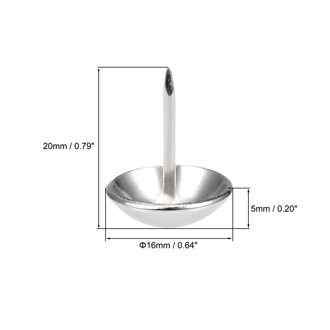 10/20/25Pcs Upholstery Nails Tack 11/16/19/25/30mm Head Diameter Round Thumb Push Pins for Furniture Sofa Headboards Silver Tone