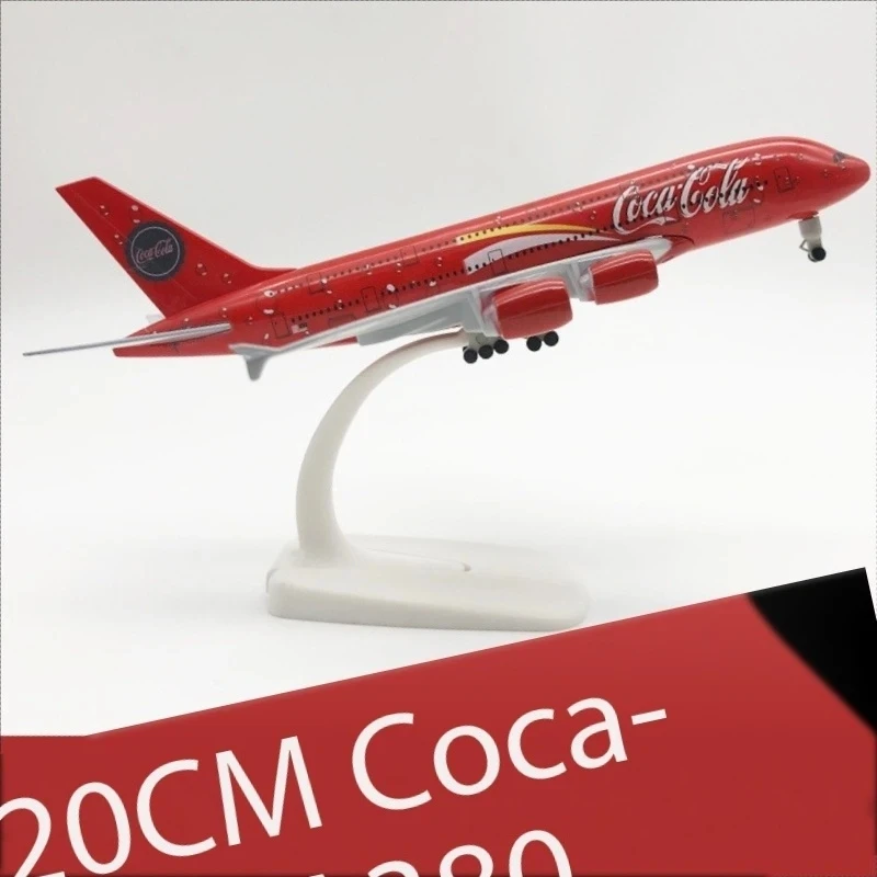 1:400 20cm Coca A380 Alloy Airplane Model Airplane Wheels Landing Gear Toys Collection Gift