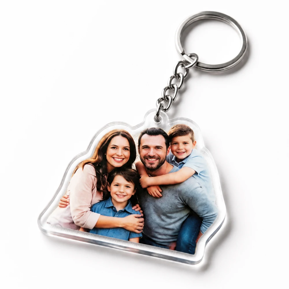 Custom Family Acrylic Keychain Personalized 2D Flat Photo Keyring On Bags Birthday Jewerly Gift For Men Women Family  Keychain