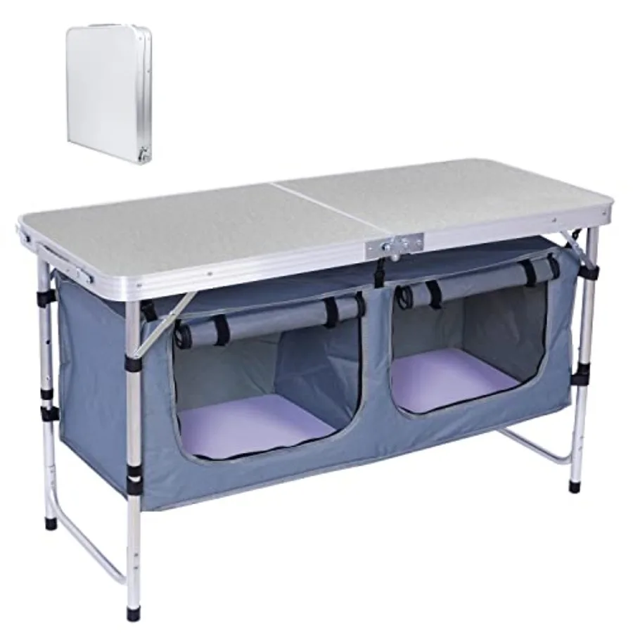 

Складной походный стол с регулировкой высоты, легкий алюминиевый стол для кемпинга и кухни с ручкой для переноски для активного отдыха