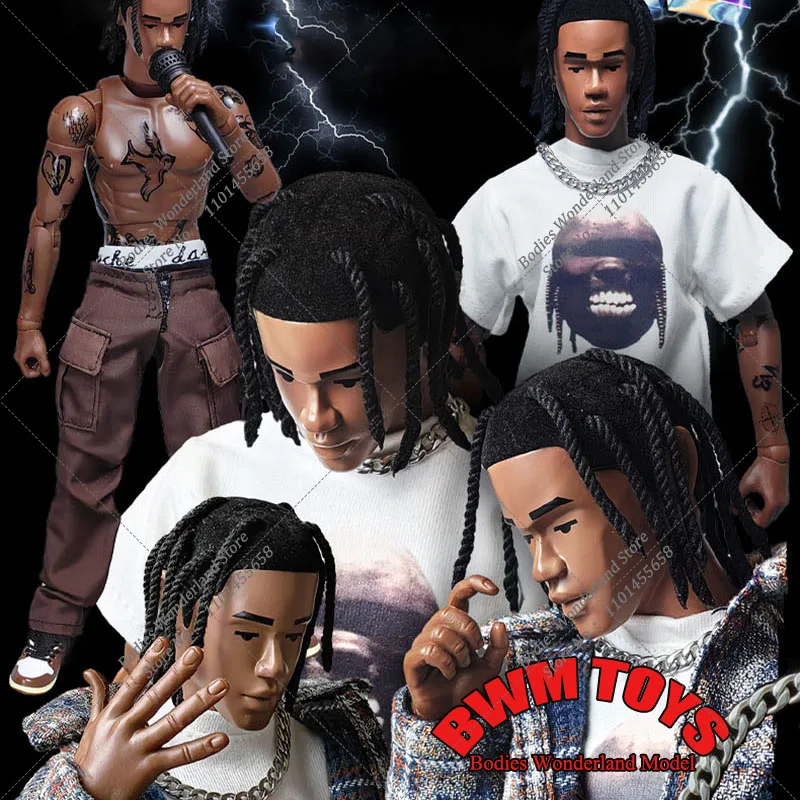 Original GOON Toys 1/6 TS Trendy Male Famous Hip Hop Rapper Singer Musician Dirty Braid Travis Scott Full Set 12in Action Figure