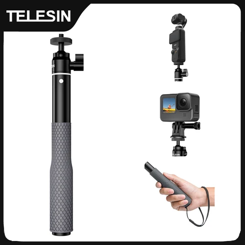 TELESIN 방수 다이빙 셀카봉, 플로팅 모노포드, 360 ° 회전 볼 헤드, 고프로 DJI Osmo 액션 Insta360 용 셀카봉 