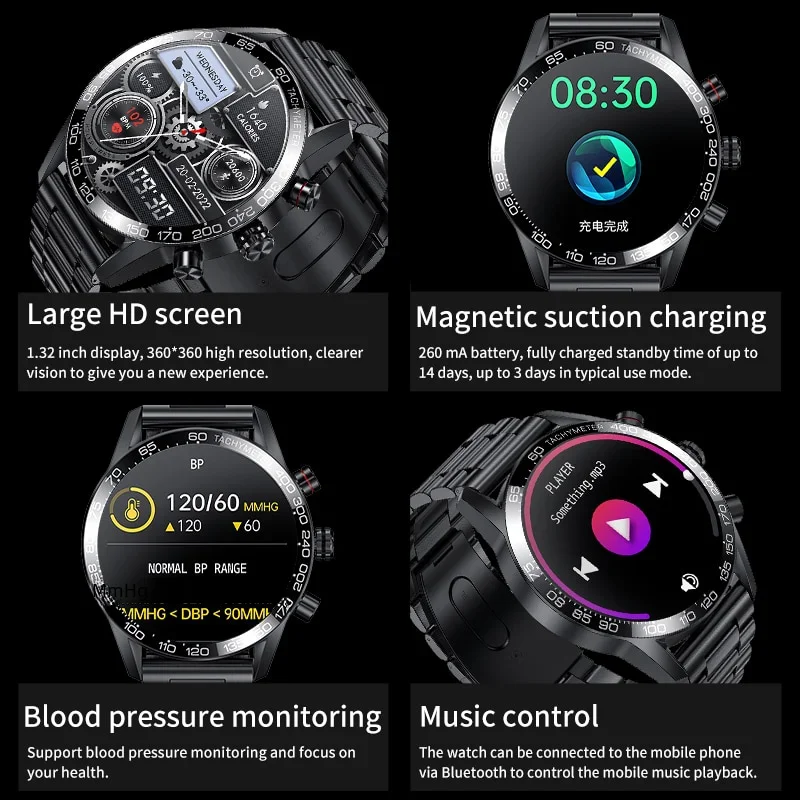 Lige-reloj inteligente para hombre, pulsera con Pantalla AMOLED HD, Bluetooth, llamadas, negocios, 360