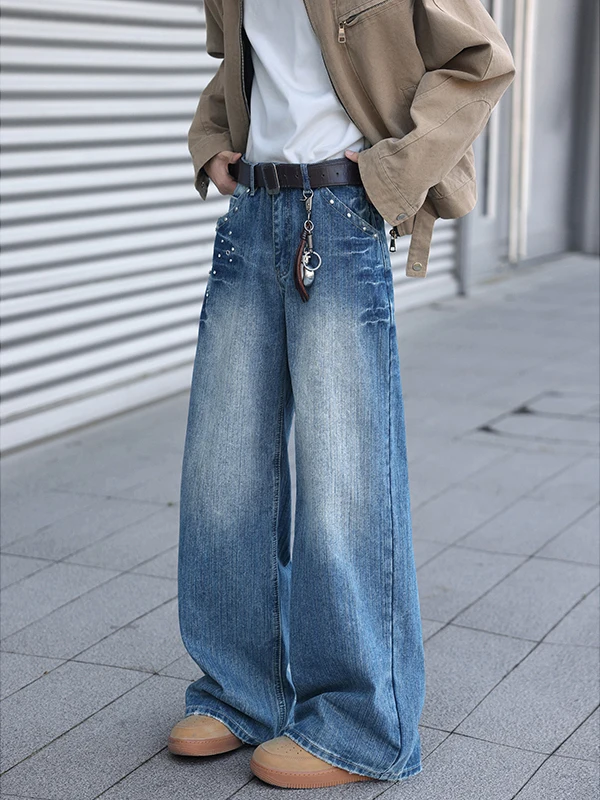 

Мужские джинсы прямого кроя в американском стиле Thunderbolt Washed, модные свободные брюки с широкими штанинами для весны и осени