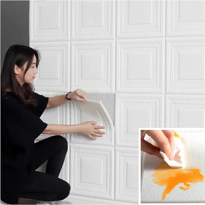 35cm*35cm Peel and Stick Wallpaper Self Adhesive 3D Wallpapers Home Decor Background Wall Stickers Moisture-proof Sheet Paper