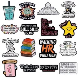 Raccoon Enamel Pin ADHD Quotes Badges on Backpack Brooches for Women Men Lapel Pins Animal Jewelry Cosplay Accessories Toys Gift