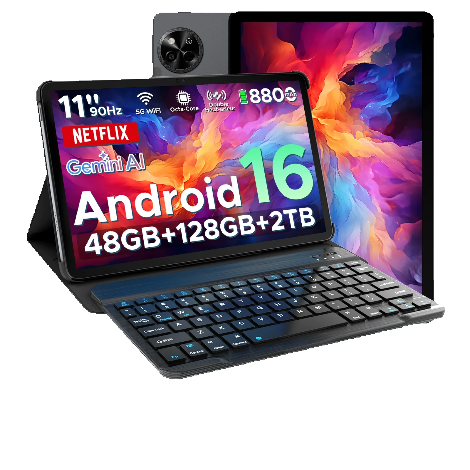 Aorlym P11 Android 16 Tablet PC 11 inch 120Hz Gemini AI Tablet 48GB RAM+128GB ROM 8800mAh Batterij/18W WiFi 5G Widevine L1 Ondersteuning - afbeelding 2