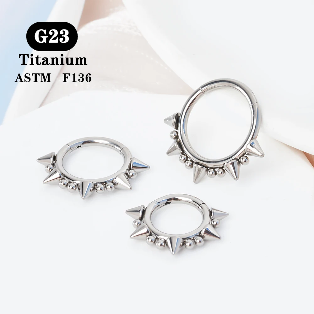 Titanium G23 Cone Spike Horseshoe Circular Septum Nose Ring Surgical Nipple Hoops Nose Septum Eyebrow Ear Piercing Body Jewelry