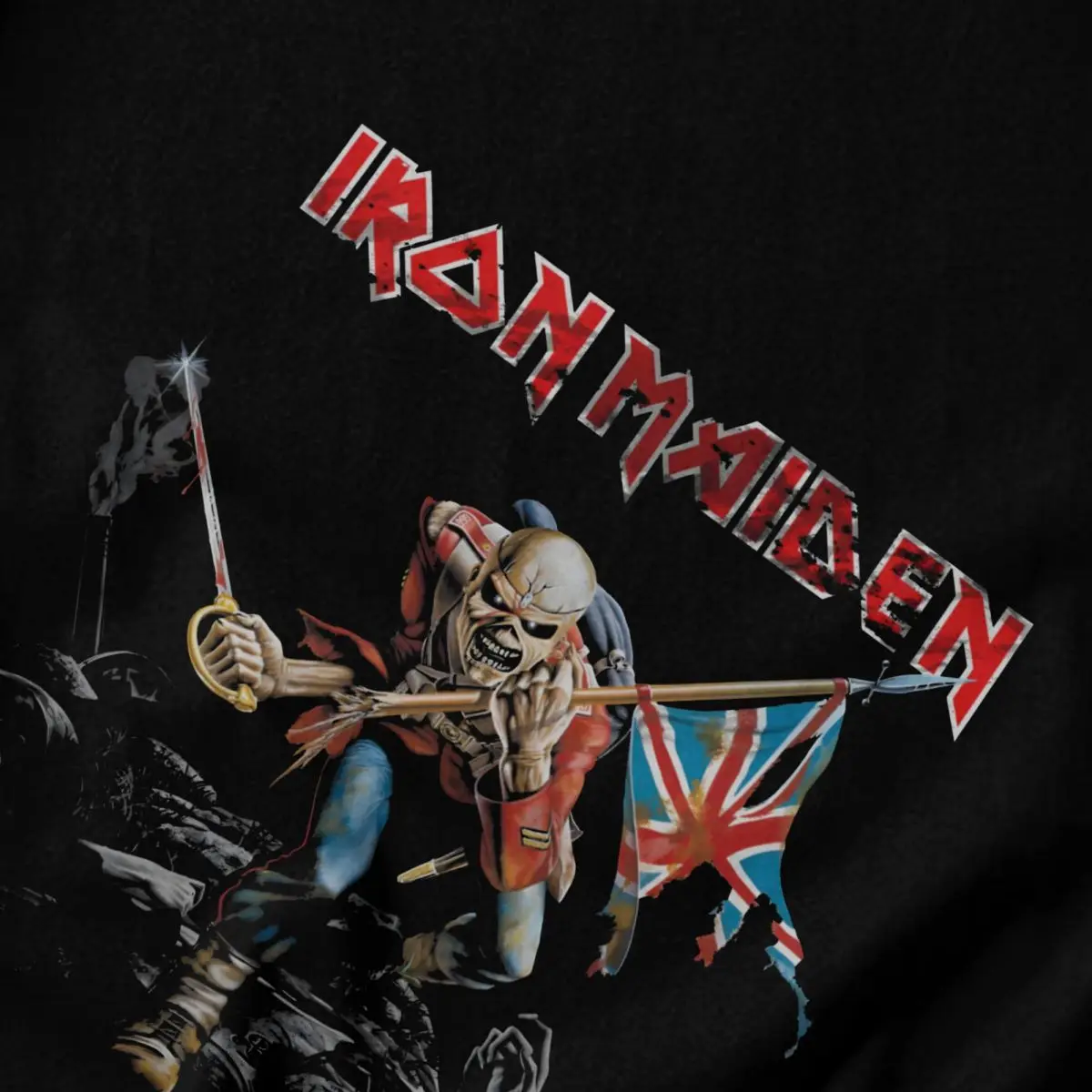 Men Ironmaiden Heavy Metal Band T Shirt Vintage Big Size O-neck Cotton Custom Sleeve Tee Shirt