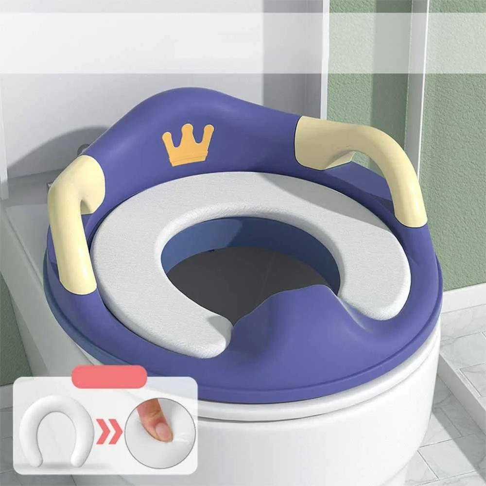 Assento sanitário infantil com padrão de coroa, fácil de lavar, antiderrapante, assento de vaso sanitário para bebês, treinamento auxiliar, junta de assento de vaso sanitário doméstico