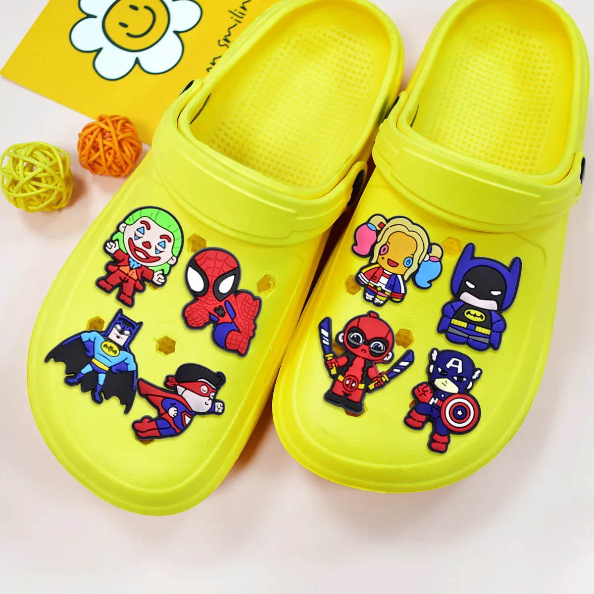 19pcs set movie Hero Themed PVC Shoe Decor Charms Flexible Waterproof Clog Ornament DIY Shoe Decoration Accessories croc decor