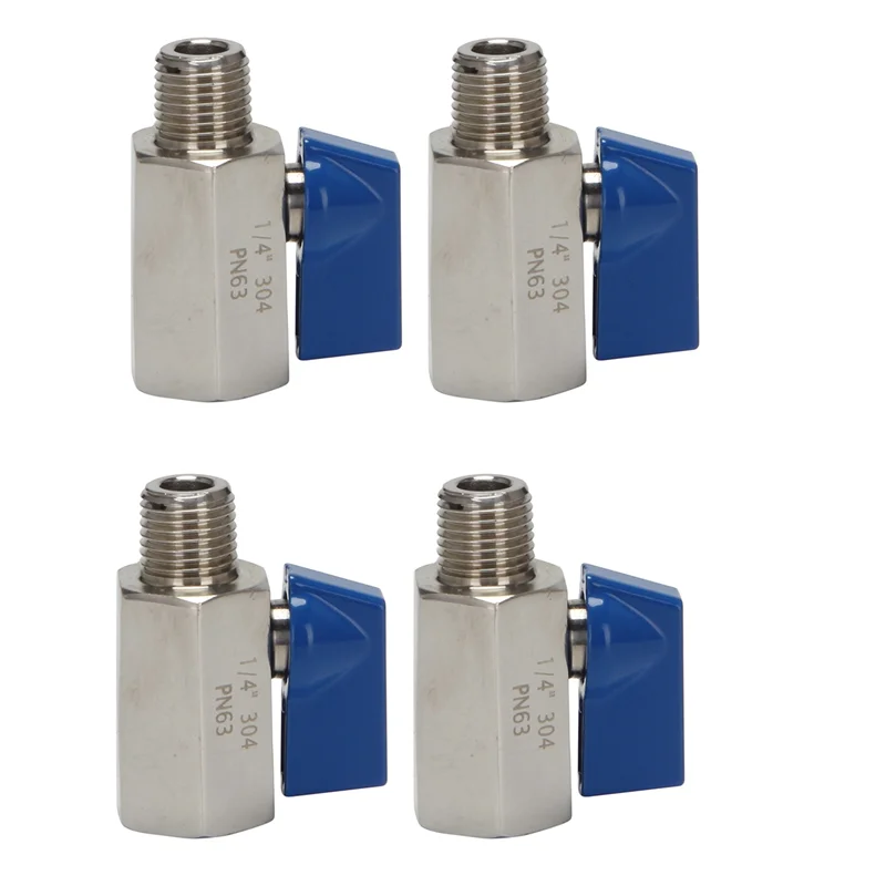 4X Ball Valve 1/2 Inch 304 Stainless Steel Mini Ball Valve Female and Male NPT Great for Shower Head Flow Control Valve