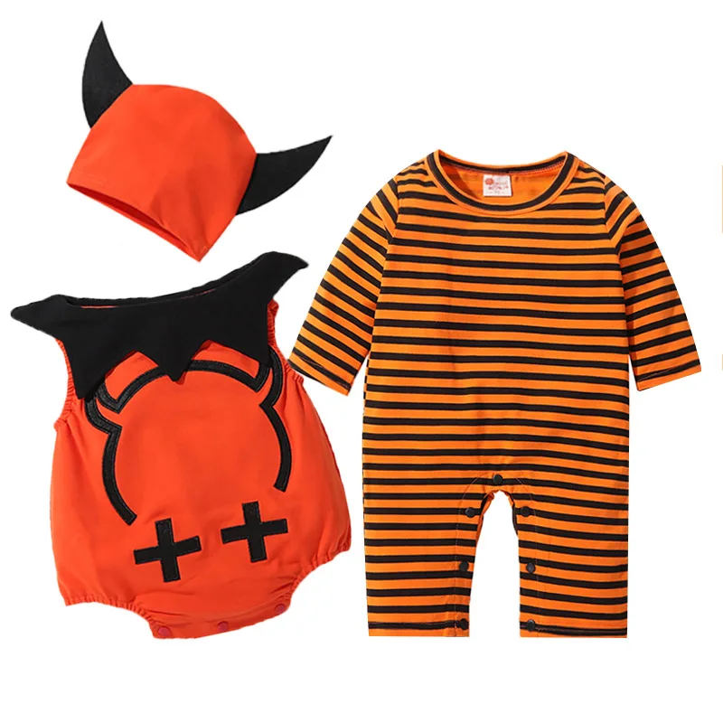 New Halloween Baby Kids Costumes Set  Boys Girls Romper Cosplay Vampire Pirate Pumpkin Newborn Jumpsuit Infant Black Bat Clothes