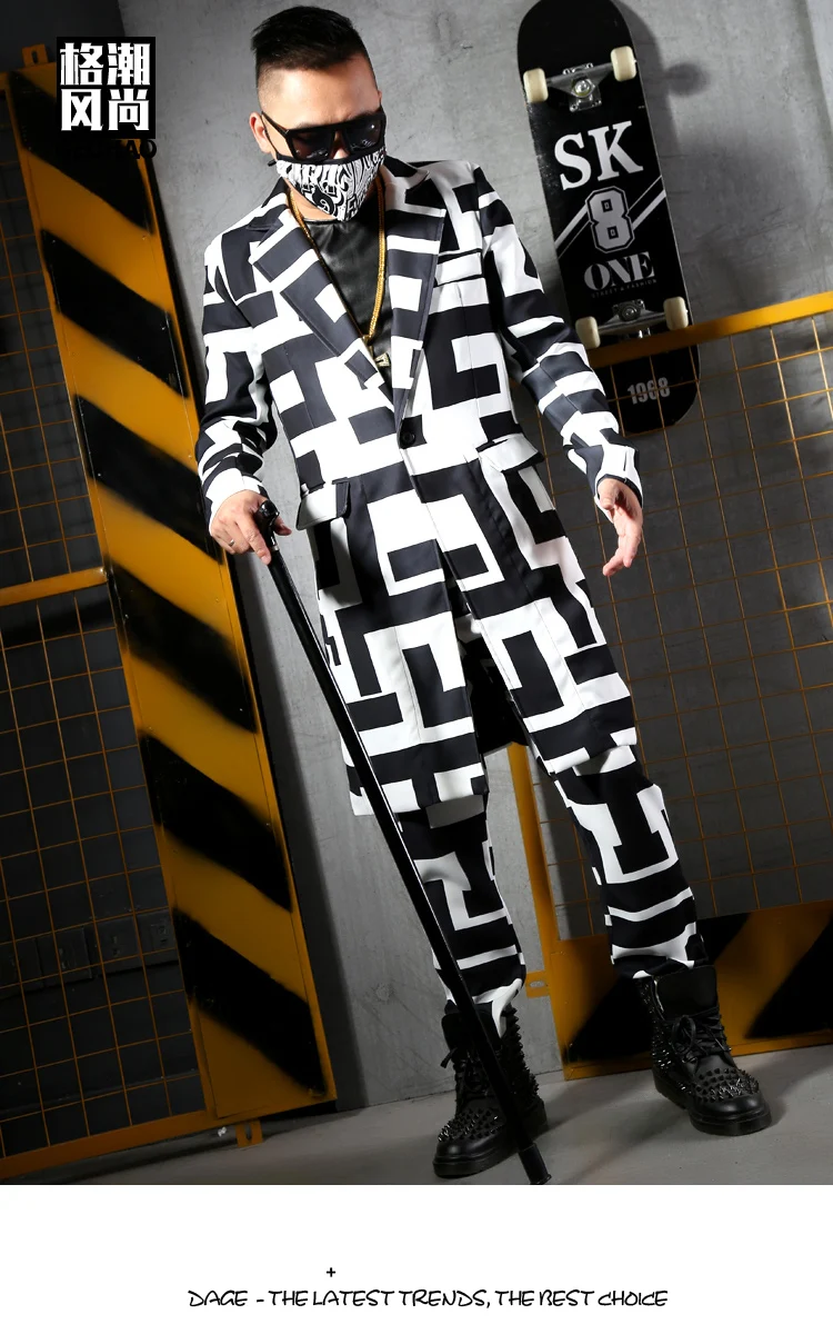 Cool Host Stage Costume Hip Hop Costume For Men Jazz Costume Nightclub Suit Street Dance Wear Street Oufits Dance Wear