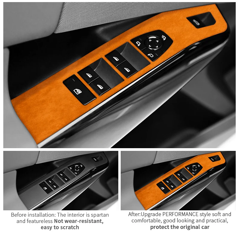For BMW X3 G45 G48 Door Window Lifting Switch Panel Frame Trim Sticker Performance Made of Alcantara Car Interior Accessories 2