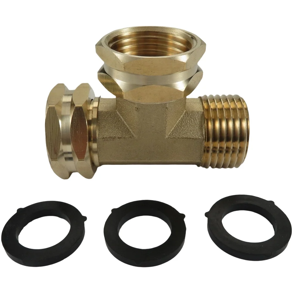 3-Way Brass Swivel Pipe Fitting Tee Adapter 3/4 GHT Female Male Male Threads for Hydraulic and Refrigeration Use