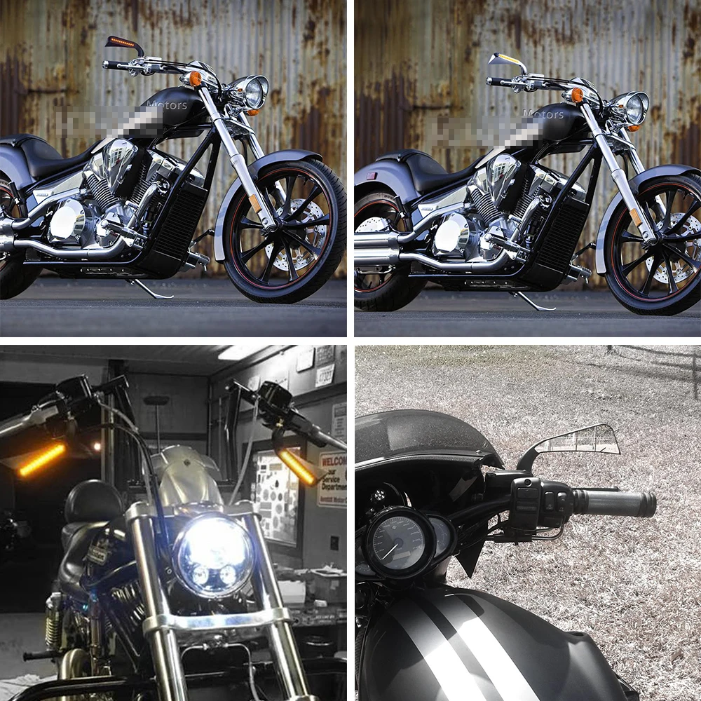 For Harley Softail Touring Road King Glide Fatboy FLHT FLHR FLTR Sportster 883 Axe Rear Side View Mirrors LED Turn Signal Light