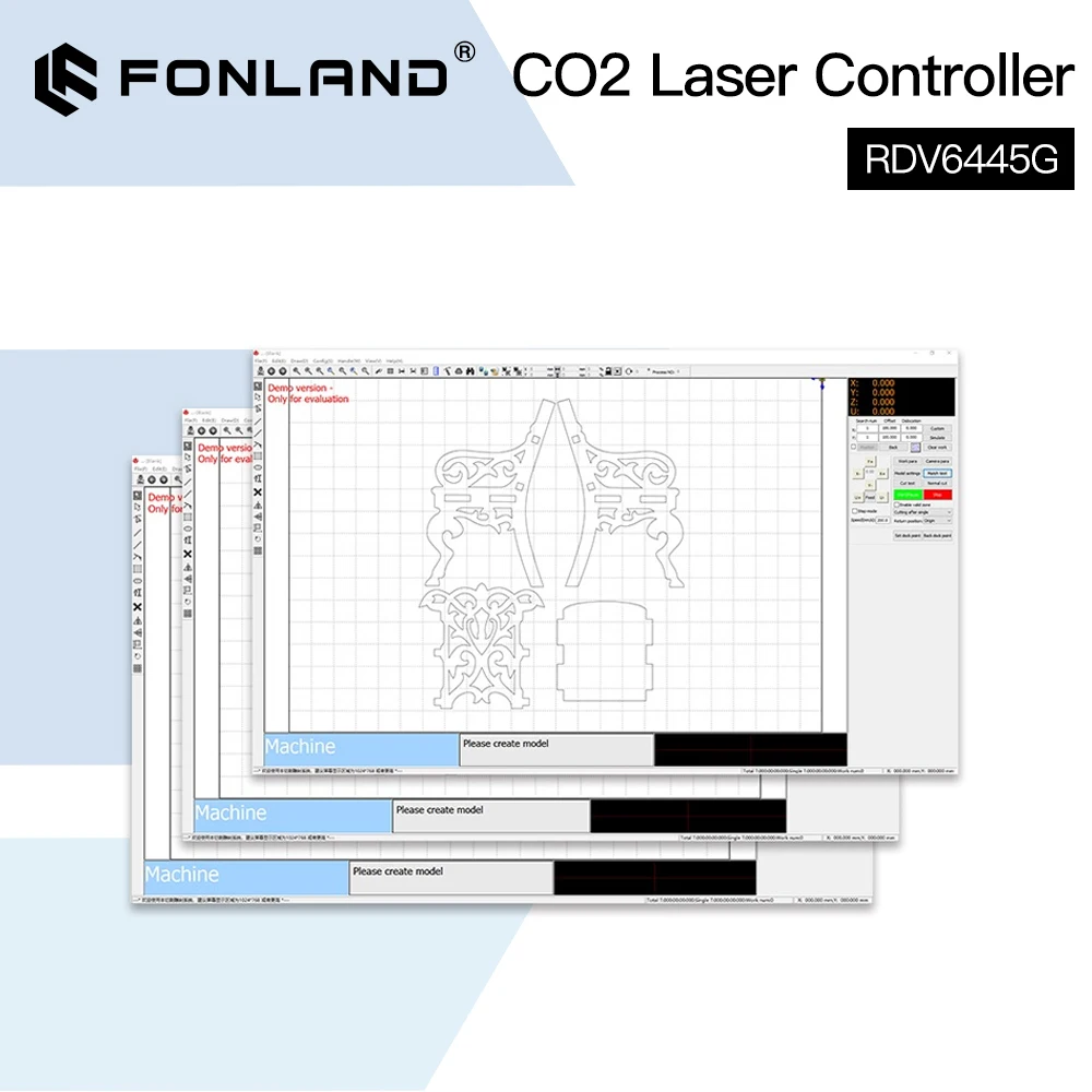 Fonland-ruidaレーザー切断および彫刻制御システム、彫刻機、ライトバーンのサポート、rdv6445g、小型ビジョン