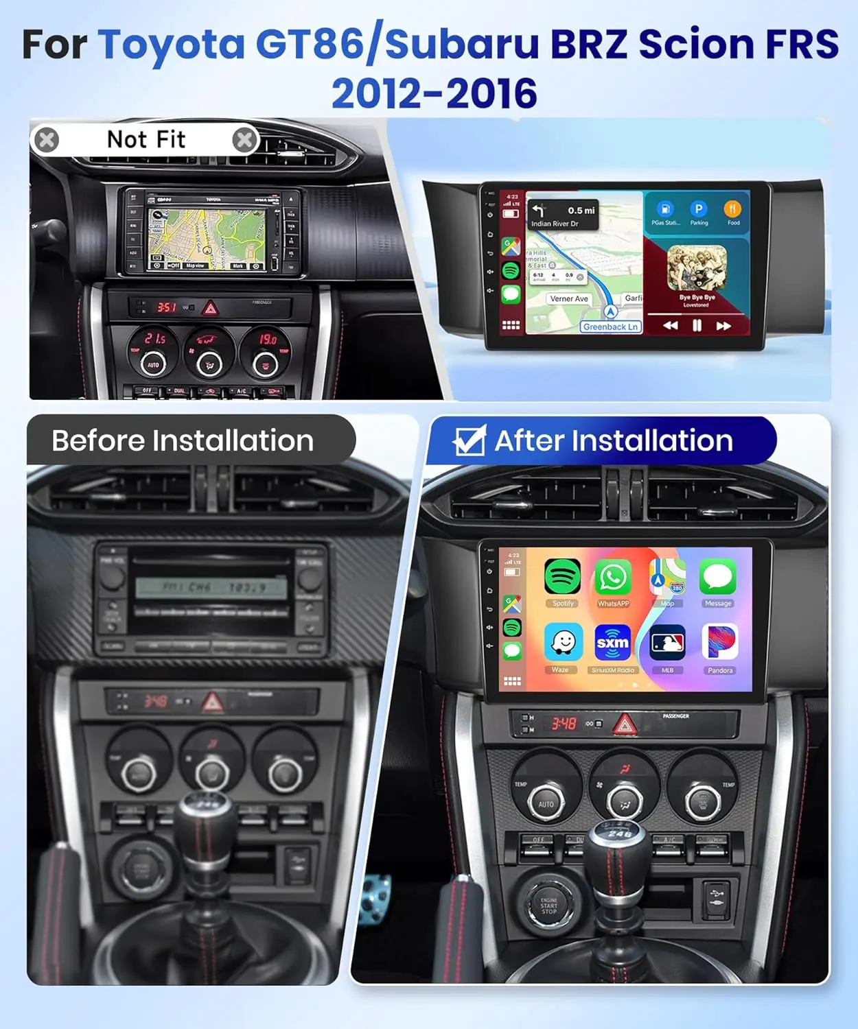 2Din Android Car Radio Multimedia Carplay Android Auto For Toyota GT86 GT 86 Subaru BRZ Scion FRS 2012 2013 - 2021 Autoradio