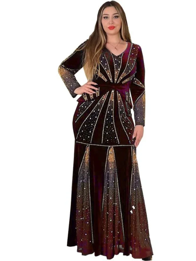 Ramadan Dubai Velvet Muslim Dress Women Kimono Long Robe Abaya Party Long Dresses Islamic Eid Arabic Dress Moroccan Kaftan 2024