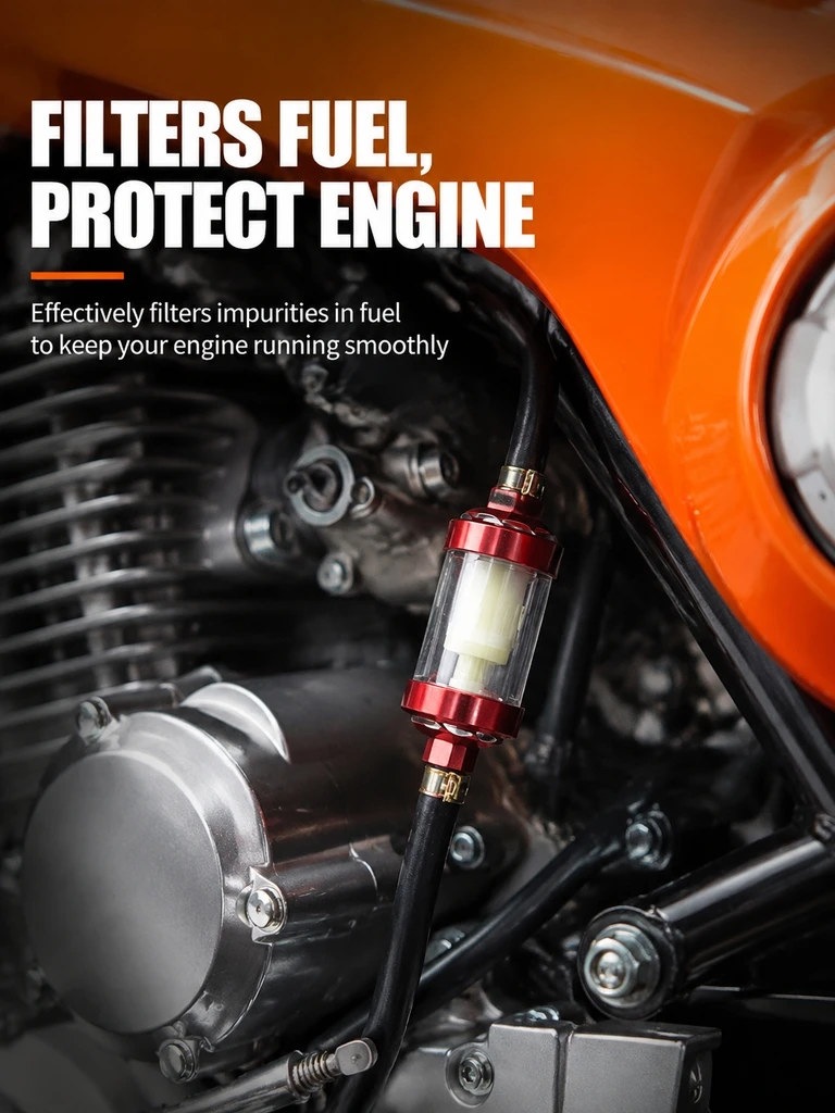 Universal CNC Aluminum Motorcycle Fuel Filter Transparent Glass Oil Cup Scooter Dirt Bike Gasoline Filter Accessory