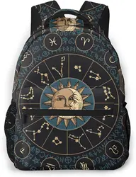 Sun Moon Magic Tarot Astrology for Women Girl Laptop Bookbag Durable Casual Daypack Student Teens College Lightweight Travel Bag