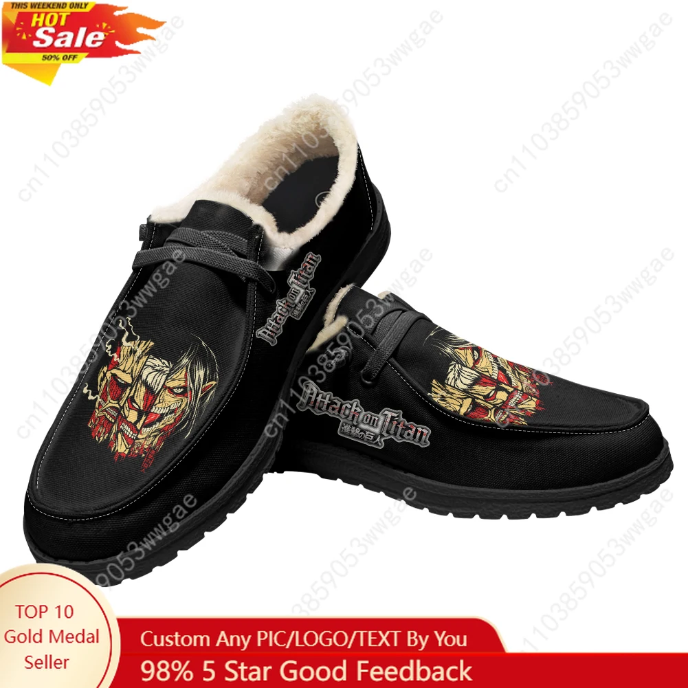 

Attack On Titan Velvet Flat Shoes Mens Womens Fashion Warm Casual Shoe Indoor Outdoor Light Shoe Couple Customized Couple Shoes