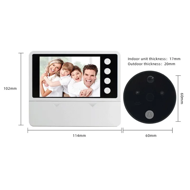 Saikiot Smart Wireless Video Intercom System Eyecat Peephole Digital Video Doorbell with Monitor Home Wireless Video Doorbell