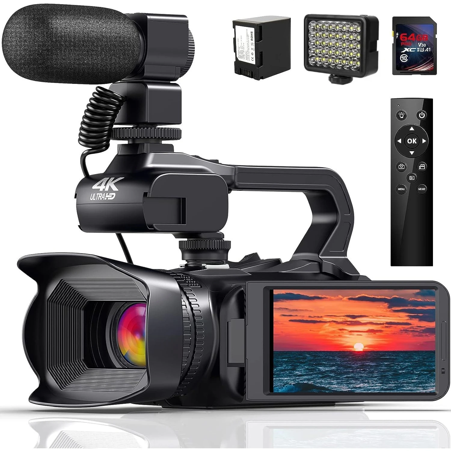 Full 4K HD Video Camera for Photography 18X Digital Zoom Auto Focus Camcorder 64MP YouTube Vlog Cameras with 4.0