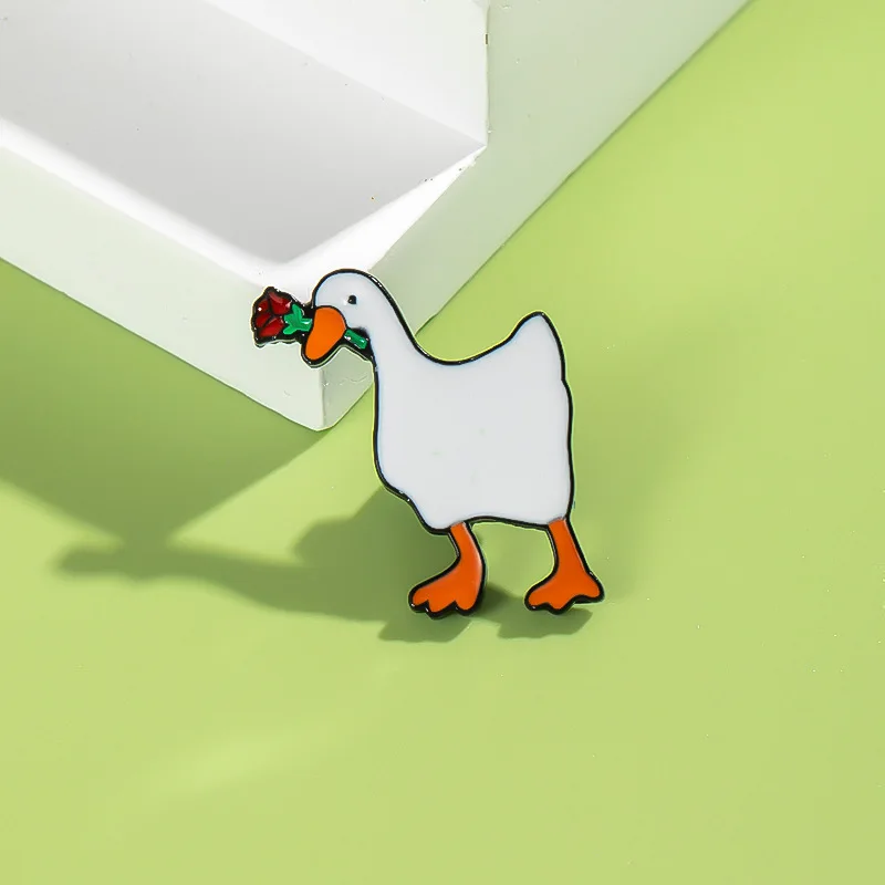 Cute Goose Enamel Pins Funny Bread Wearing Goose Badges for Animal Lovers Lapel Pins for Jackets Bags Hats Whimsical Gift