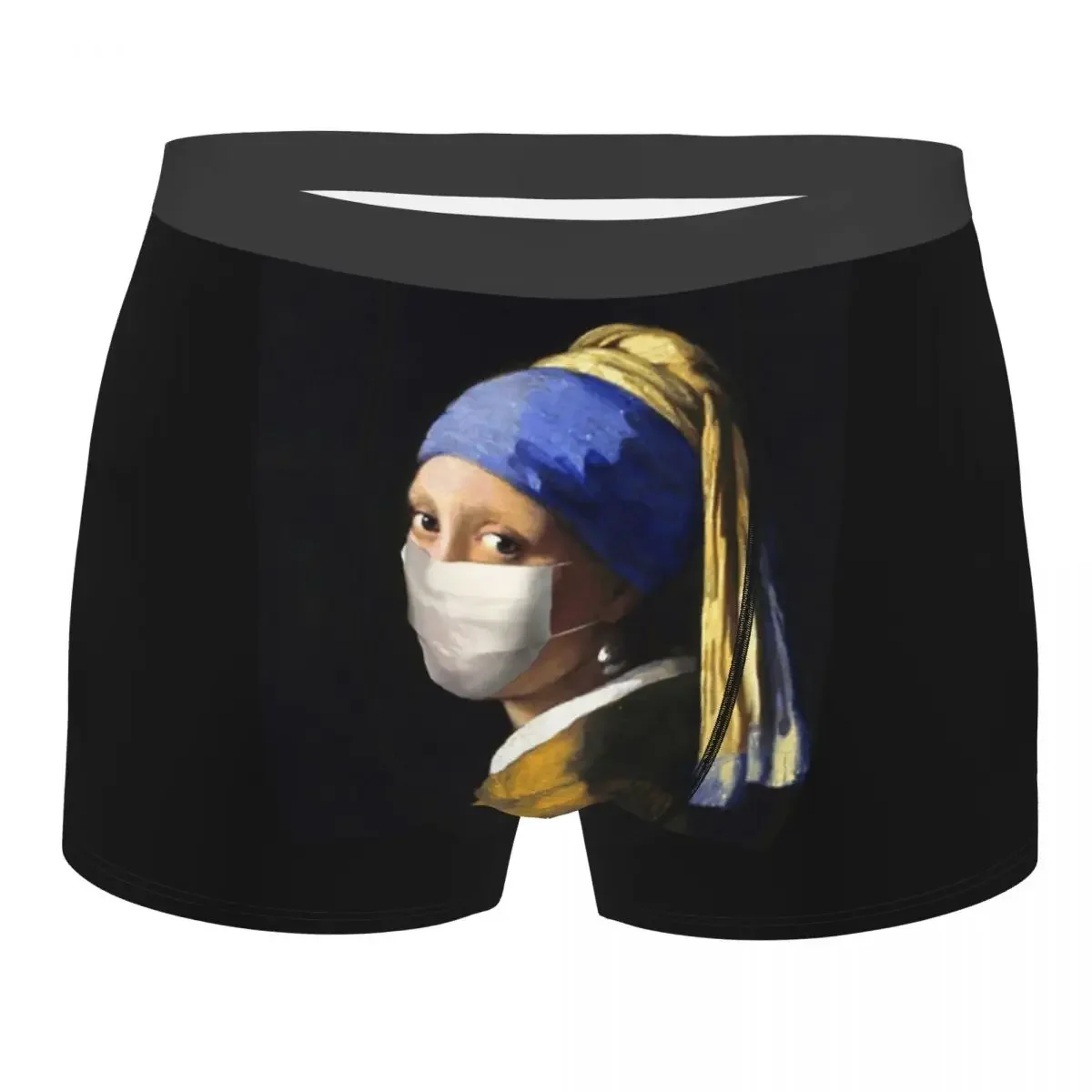 Men's Girl With A Pearl Earring Art Underwear Sexy Boxer Shorts Panties Homme Breathable Underpants Plus Size