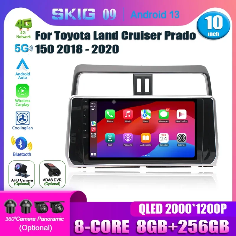 Android13.0 CarPlay Auto GPS di Navigazione 5G LTE WiFi DSP Stereo Autoradio Per Toyota Land Cruiser Prado 150 2018 - 2020 unità principale