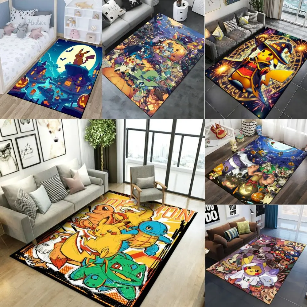 MINISO-alfombra temática de Pokémon de dibujos animados para sala de estar, dormitorio, habitación de niños, tapete antideslizante para balcón, salón, sofá, regalo Idel