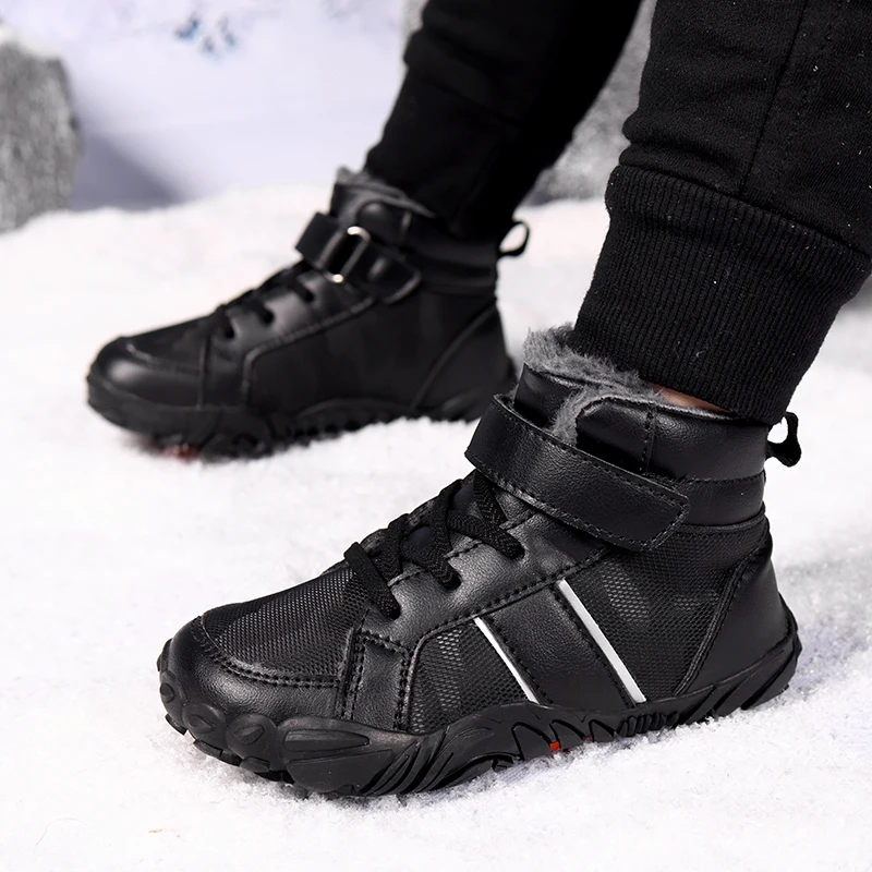 

Children's Winter Boots Outdoor Barefoot Shoes for Boys Waterproof Plush Warm Ankle Snow Boots Kids Boys Non-slip Sneakers New