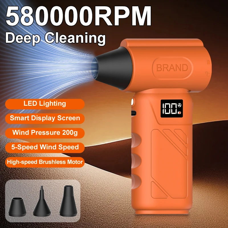 580000RPM Mini Turbo Jet Fan Ergonomic Grip Handheld Cordles
