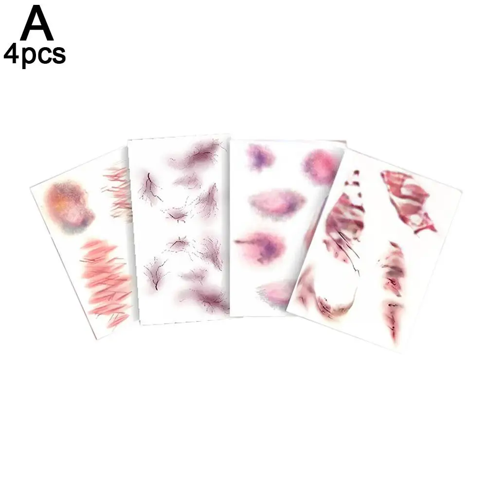 4/6PCS Halloween Tattoo Sticker Horror Bloody Wound Event Party Temporary Zombie Art NEW Scar Body DIY Tattoos Makeup Water Y5O9