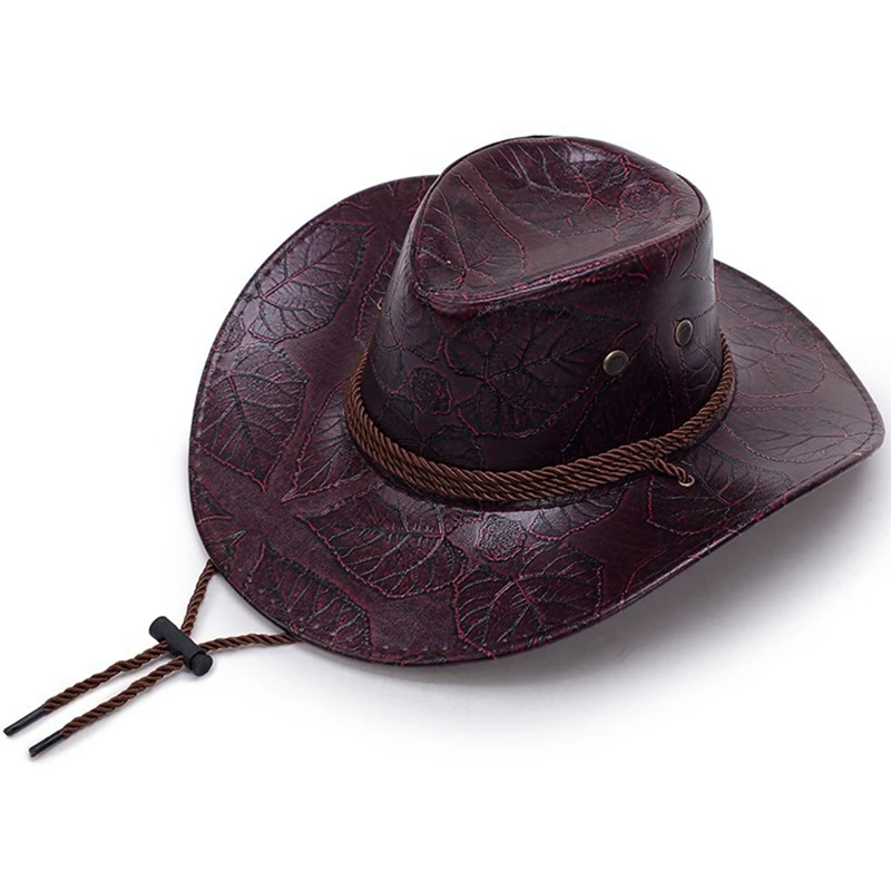 New Western Cowboy Hat Faux Leather Vintage Gentleman Jazz Hats for Men Women Panama Cowgirl Hat Sombrero Hombre