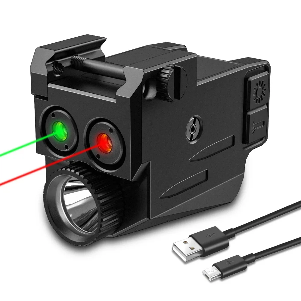 

Green Blue Laser Sight 800lm LED Flashlight Combo Rechargeable Tactical Weapon Light for Glock 17 19 Taurus G2C G3C