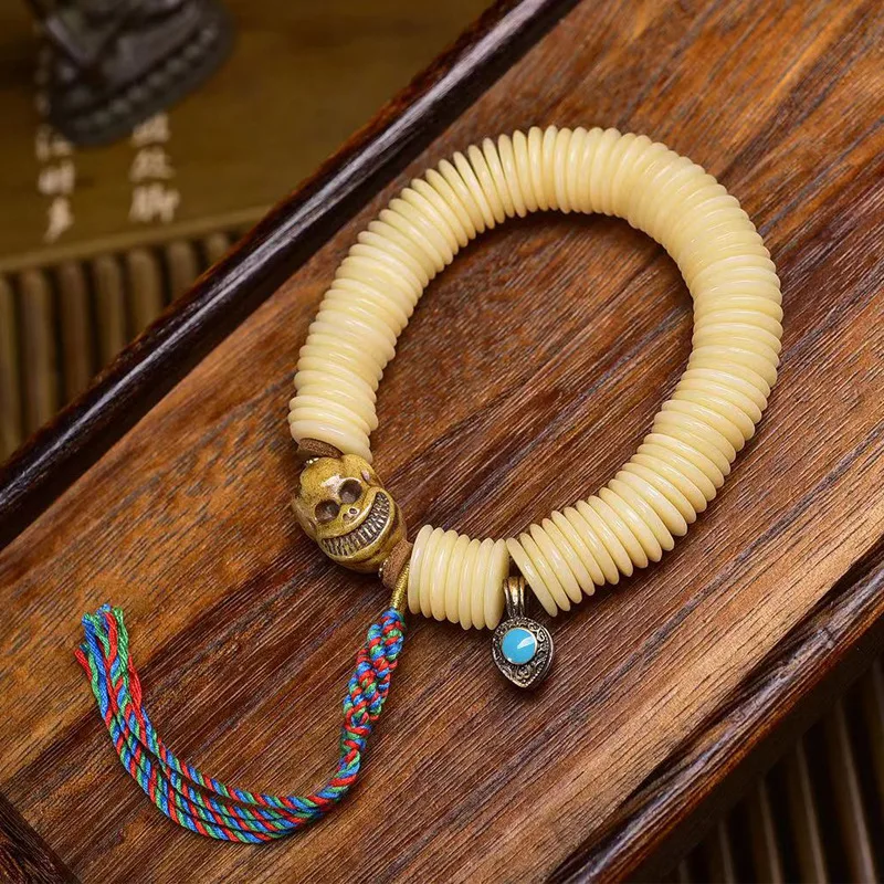 

Желтый браслет-разделитель с куриным жиром, одиночный круг, буддийская бусина, возврат кости, труп, аксессуары Бодхисаттвы, браслет