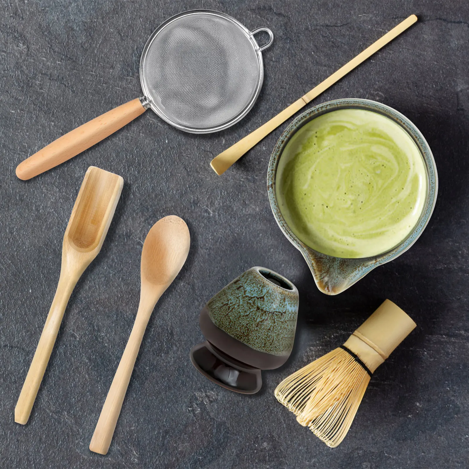 

Japanese Style Matcha Tea Tool Set Beginners Starter Matcha Making Kit Include with Scoop Whisk&Holder Bowl Teaspoon and Sifter