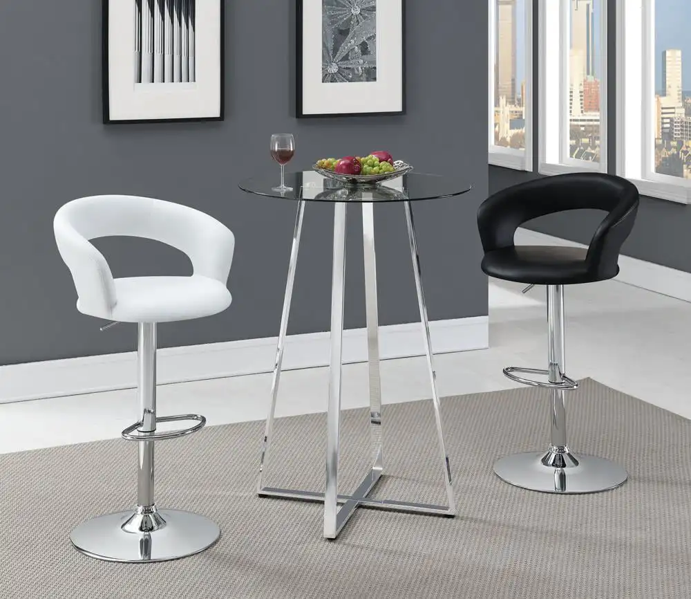Round Glass Top Bar Table Chrome Legs Bistro Pub Table