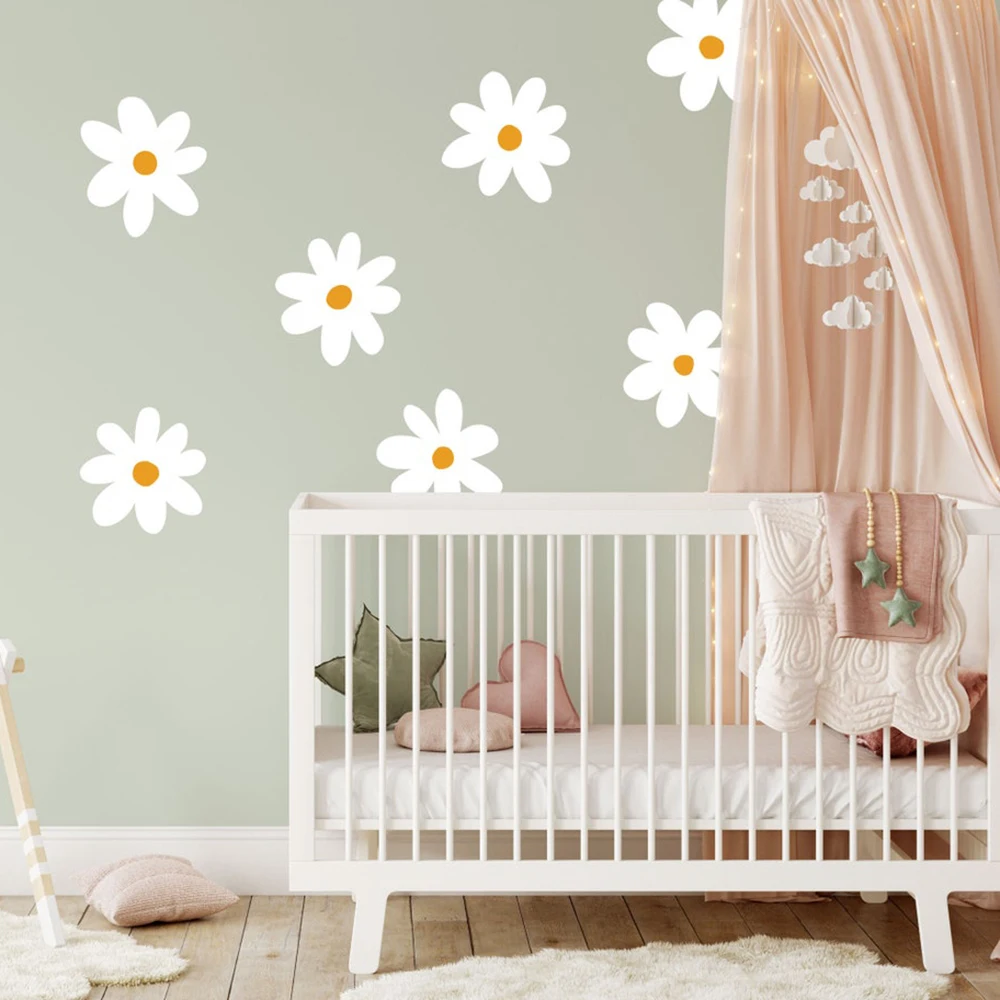 Large Daisy Flowers Boho Style Wall Stickers Home Decorative Wall Decals for Kids Room Living Room Interior Wall Art Vinyl Decal