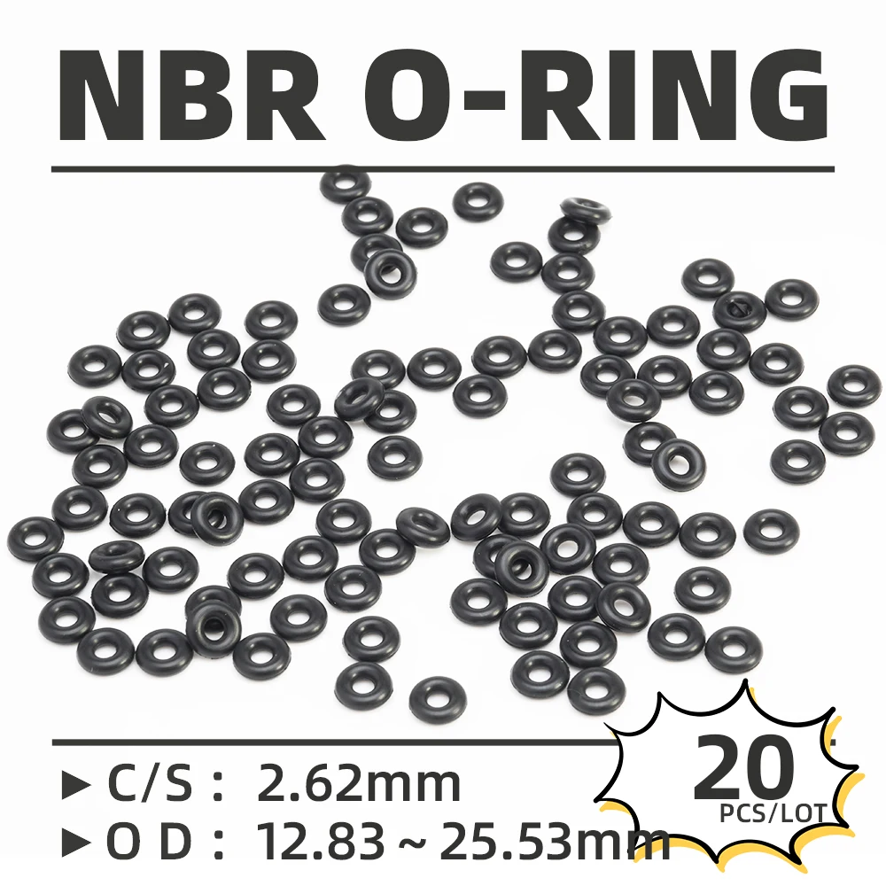 

20PCS/Lot Rubber Black NBR CS 2.62mm OD 12.83/14.43/16.01/17.61/19.18/20.78/22.41 mm O Ring Gasket Oil Resistant Waterproof