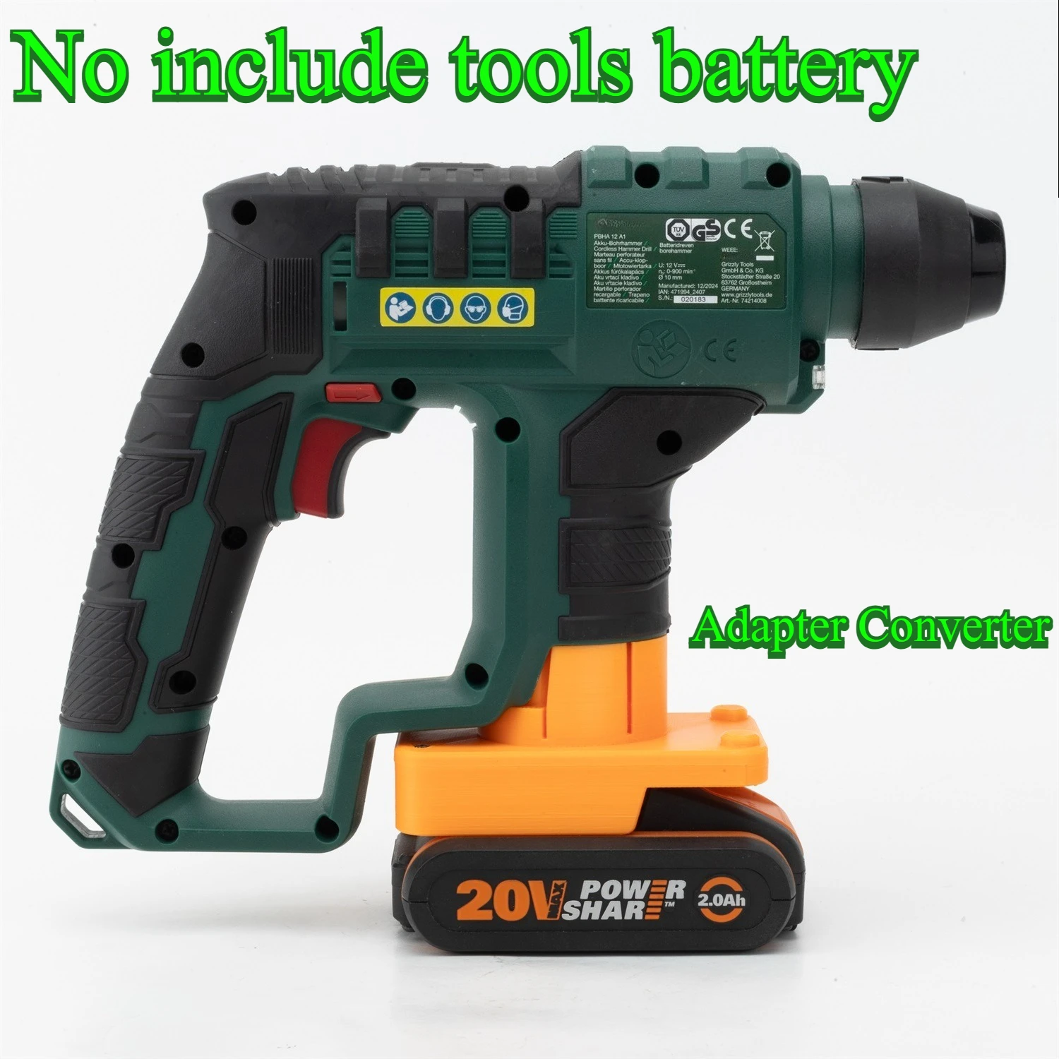 

Портативный беспроводной адаптер для аккумуляторов Worx 20V 4 PIN для преобразования в инструменты серии PARKSIDE X12V (без аккумулятора)