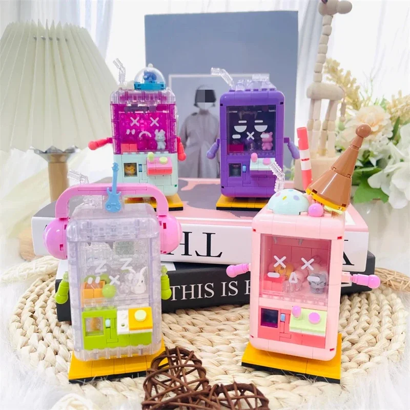 ตุ๊กตาเครื่อง Dress-up Series Building Blocks ไอศกรีมขนมขบเคี้ยวประกอบของเล่นเพื่อการศึกษาเดสก์ท็อปชุดเครื่องประดับของขวัญวันเกิด